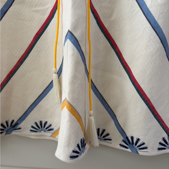 Tory Burch Blaine Embroidered Linen Cotton Tassel Dress - White - Size 4 - Picture 8 of 17